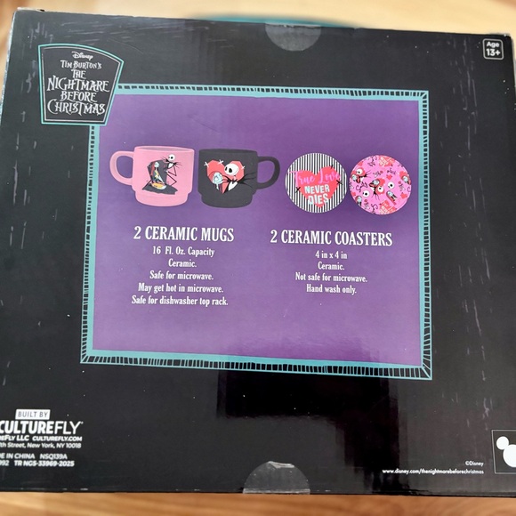 The Nightmare Before Christmas Pink and Black Valentine Mugs & Coasters Set - Picture 2 of 6